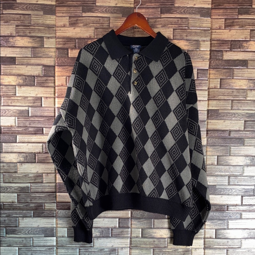 Vintage Men's Black and Gray John Blair XL Sweater